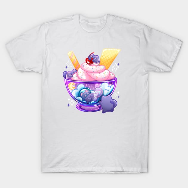 Cosmic Cat Ice Cream T-Shirt by SayuriNishiArt